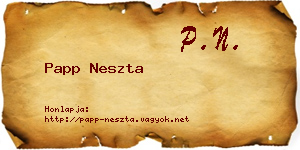 Papp Neszta névjegykártya
